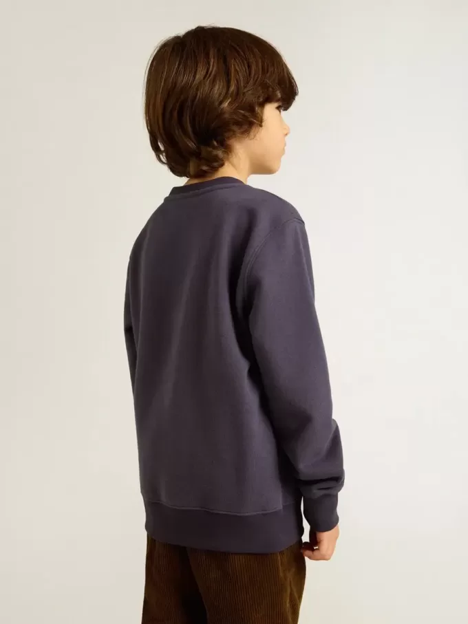 Felpa blu-viola con scritta Golden Goose sul davanti Felpa blu-viola con scritta Golden Goose sul davanti