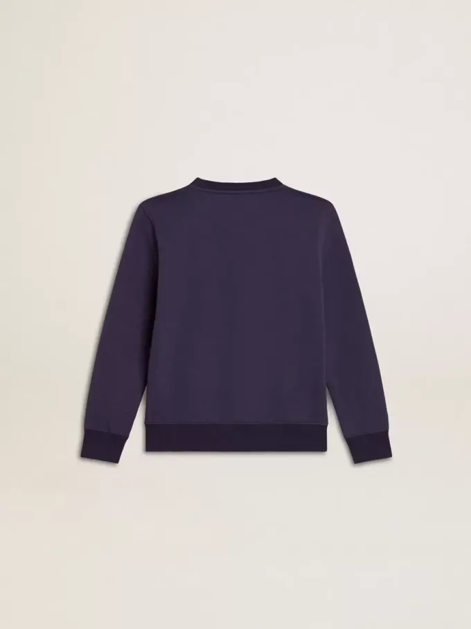 Felpa blu-viola con scritta Golden Goose sul davanti Felpa blu-viola con scritta Golden Goose sul davanti