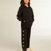 Felpa con cappuccio da bambino in nero con stelle argentate a contrasto