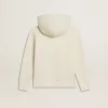 Felpa con cappuccio in bianco consumato con ricamo dorato sul davanti Felpa con cappuccio in bianco consumato con ricamo dorato sul davanti