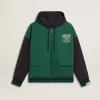 Felpa con cappuccio reversibile verde e blu da uomo