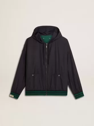 Felpa con cappuccio reversibile verde e blu da uomo