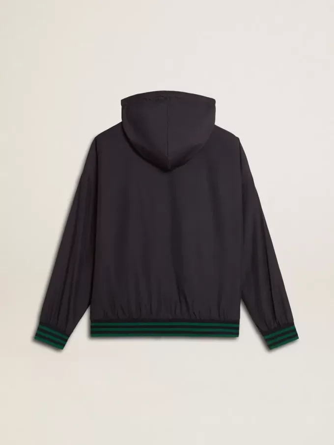 Felpa con cappuccio reversibile verde e blu da uomo