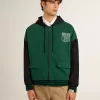 Felpa con cappuccio reversibile verde e blu da uomo