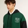 Felpa con cappuccio reversibile verde e blu da uomo