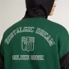 Felpa con cappuccio reversibile verde e blu da uomo