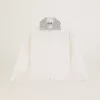 Felpa con zip Denise Star Collection in bianco papiro con collo in cristallo