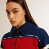 Felpa corta da donna in lana a righe multicolori