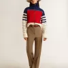 Felpa corta da donna in lana a righe multicolori