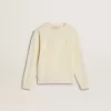 Felpa da bambina color crema con scritta patch