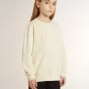 Felpa da bambina color crema con scritta patch