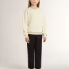 Felpa da bambina color crema con scritta patch