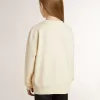 Felpa da bambina color crema con scritta patch