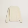 Felpa da bambina color crema con scritta patch