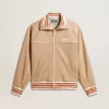 Felpa da donna beige chiaro con zip e logo bianco Felpa da donna beige chiaro con zip e logo bianco