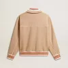 Felpa da donna beige chiaro con zip e logo bianco Felpa da donna beige chiaro con zip e logo bianco