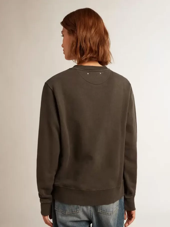 Felpa da donna grigio antracite con cristalli Felpa da donna grigio antracite con cristalli