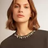 Felpa da donna grigio antracite con cristalli Felpa da donna grigio antracite con cristalli