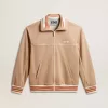 Felpa da uomo beige chiaro con zip e logo bianco Felpa da uomo beige chiaro con zip e logo bianco