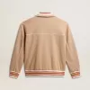 Felpa da uomo beige chiaro con zip e logo bianco Felpa da uomo beige chiaro con zip e logo bianco