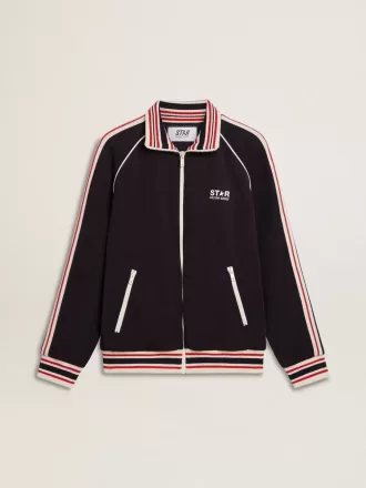 Felpa da uomo blu scuro con zip e logo bianco