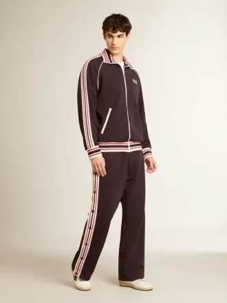 Felpa da uomo blu scuro con zip e logo bianco
