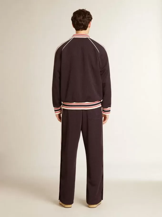 Felpa da uomo blu scuro con zip e logo bianco Felpa da uomo blu scuro con zip e logo bianco