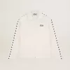Felpa da uomo con zip, colore bianco papiro e stelle nere