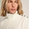 Felpa da uomo con zip, colore bianco papiro e stelle nere