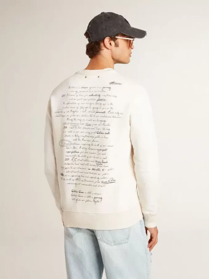 Felpa da uomo in bianco consumato con stampa Felpa da uomo in bianco consumato con stampa