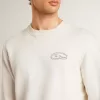Felpa da uomo in bianco consumato con stampa Felpa da uomo in bianco consumato con stampa