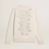 Felpa da uomo in bianco consumato con stampa Felpa da uomo in bianco consumato con stampa