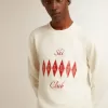 Felpa da uomo in cotone con collo a giro e scritta ricamata Felpa da uomo in cotone con collo a giro e scritta ricamata