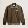 Felpa da uomo verde militare con zip e logo bianco Felpa da uomo verde militare con zip e logo bianco