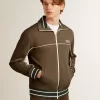 Felpa da uomo verde militare con zip e logo bianco Felpa da uomo verde militare con zip e logo bianco