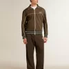 Felpa da uomo verde militare con zip e logo bianco Felpa da uomo verde militare con zip e logo bianco