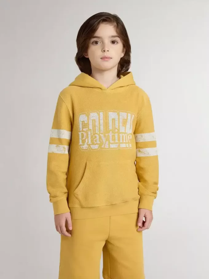 Felpa gialla per bambini con stampa vintage