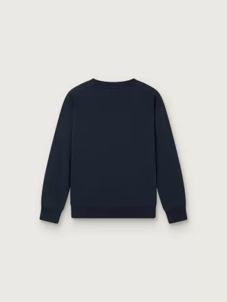 Felpa girocollo Journey per bambino in cotone blu navy con stampa mascotte