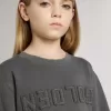 Felpa grigia da bambino con logo in rilievo