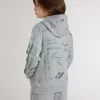 Felpa grigia per bambini con scritte multicolori stampate