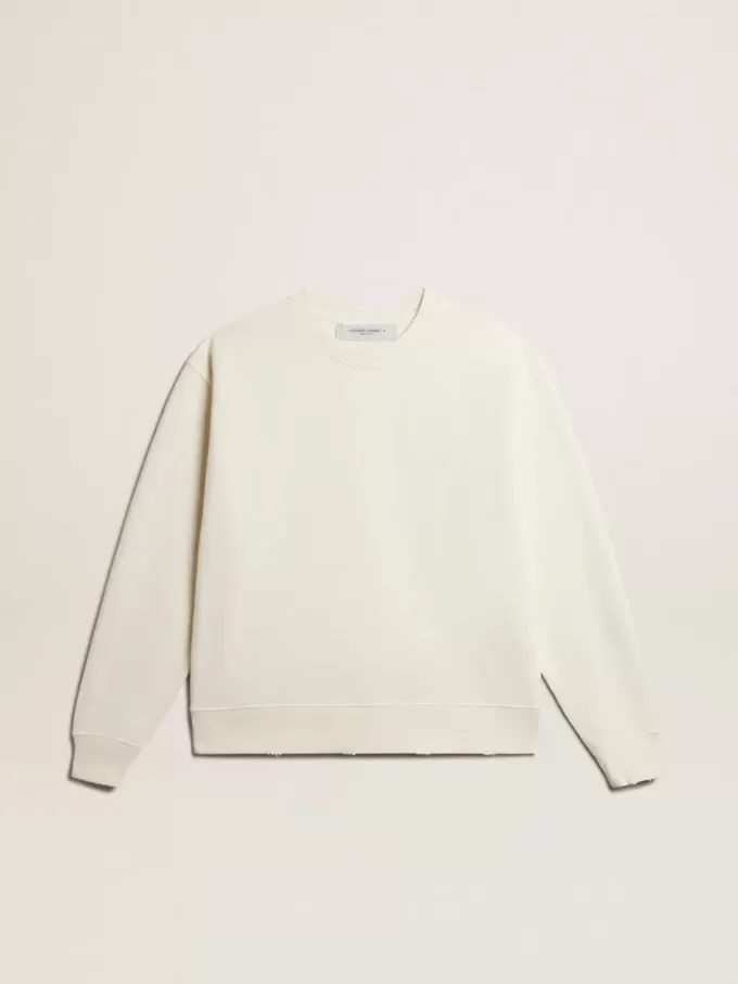 Felpa in bianco invecchiato con logo rovesciato sul retro – Jersey Capsule Felpa in bianco invecchiato con logo rovesciato sul retro – Jersey Capsule