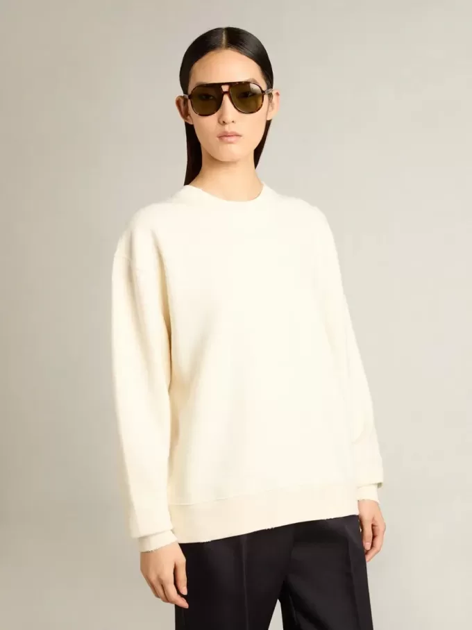 Felpa in bianco invecchiato con logo rovesciato sul retro – Jersey Capsule Felpa in bianco invecchiato con logo rovesciato sul retro – Jersey Capsule