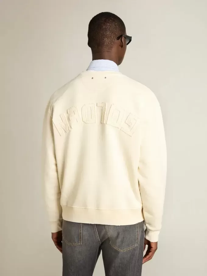 Felpa in bianco invecchiato con logo rovesciato sul retro – Jersey Capsule Felpa in bianco invecchiato con logo rovesciato sul retro – Jersey Capsule