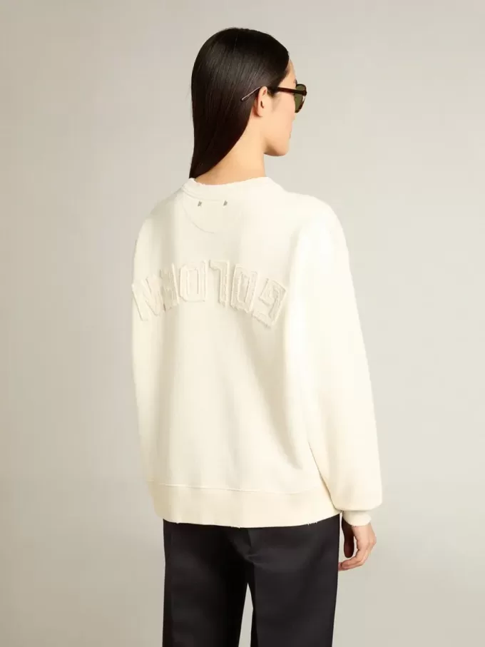 Felpa in bianco invecchiato con logo rovesciato sul retro – Jersey Capsule Felpa in bianco invecchiato con logo rovesciato sul retro – Jersey Capsule