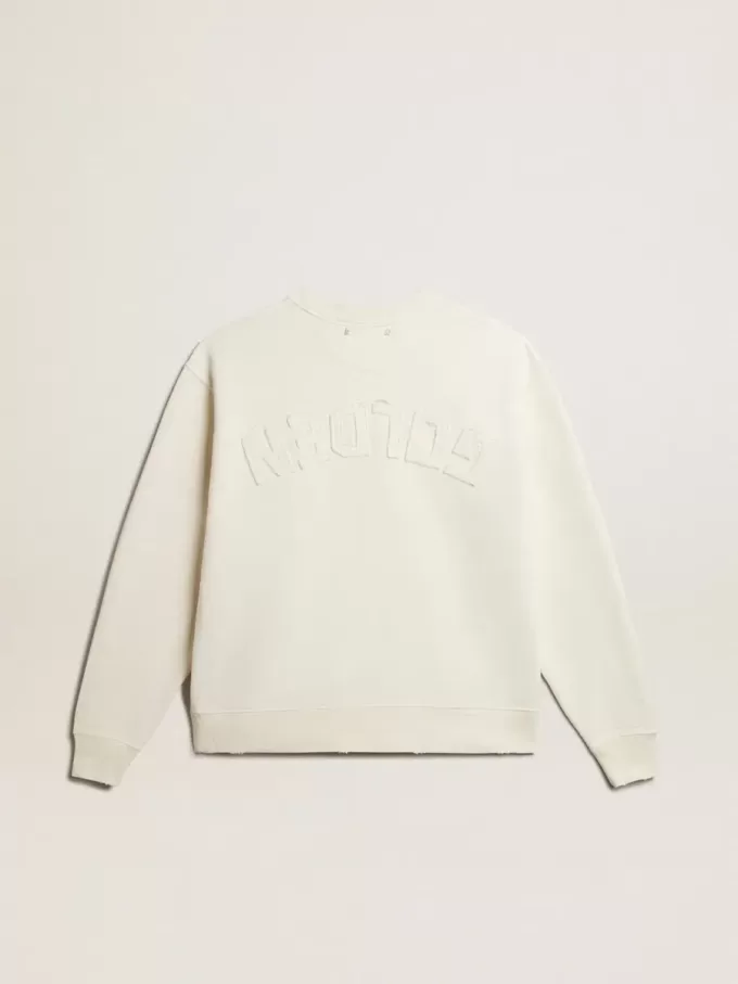 Felpa in bianco invecchiato con logo rovesciato sul retro – Jersey Capsule Felpa in bianco invecchiato con logo rovesciato sul retro – Jersey Capsule