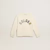Felpa in bianco invecchiato con scritta multicolore Golden sul davanti Felpa in bianco invecchiato con scritta multicolore Golden sul davanti