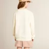 Felpa in bianco invecchiato con scritta multicolore Golden sul davanti