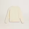 Felpa in bianco invecchiato con scritta multicolore Golden sul davanti