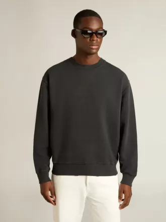 Felpa in nero lavato con logo rovesciato sul retro – Capsule Jersey