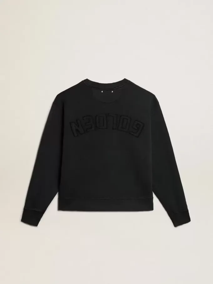 Felpa in nero lavato con logo rovesciato sul retro – Capsule Jersey Felpa in nero lavato con logo rovesciato sul retro – Capsule Jersey